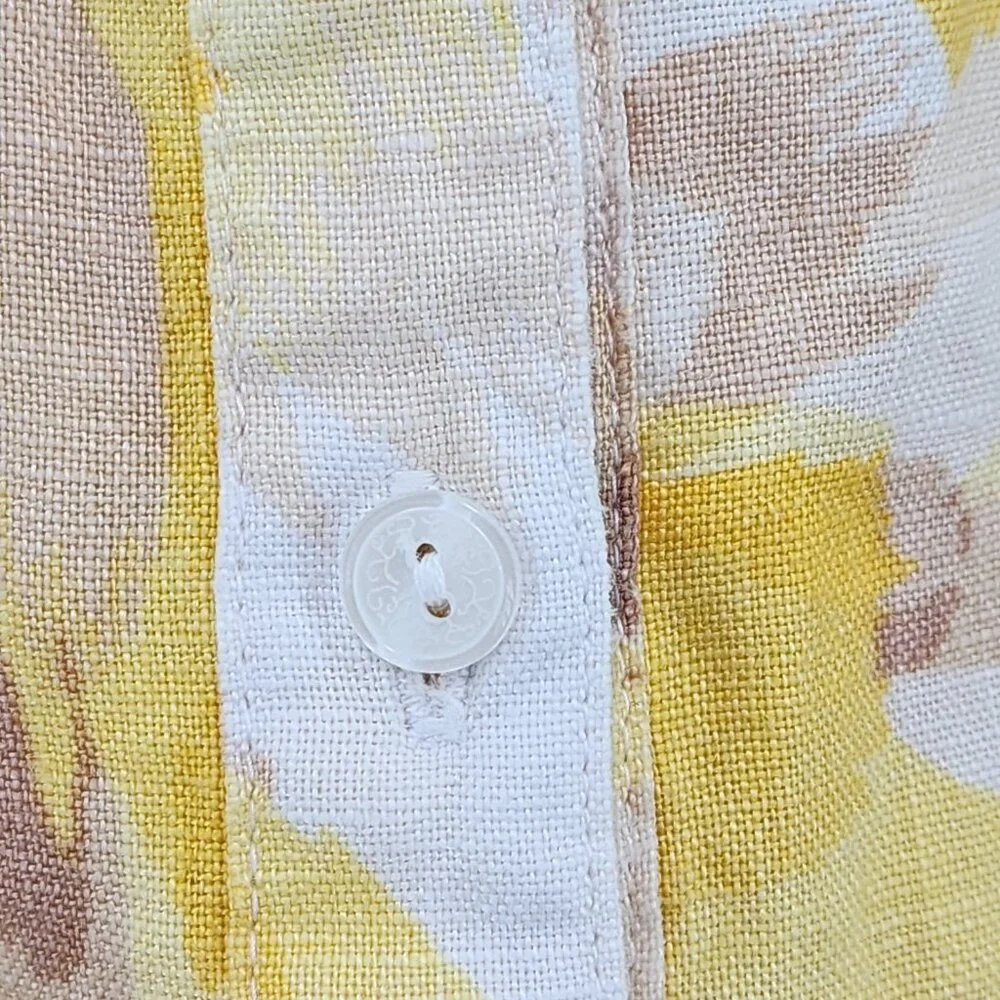JM Collection Women's 100% Linen Button Down Shirt Artsy Sz 12